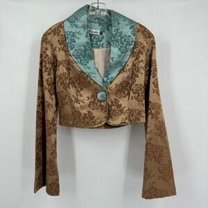 Karlie Women’s Jacket Size‎ M Y2K Jacquard Cropped Vintage USA Dramatic Cottage